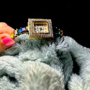 Beautiful Costume Jeweled Bangle Watch!